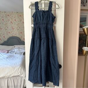 NWT gap dôen eyelet denim midi dress sz small